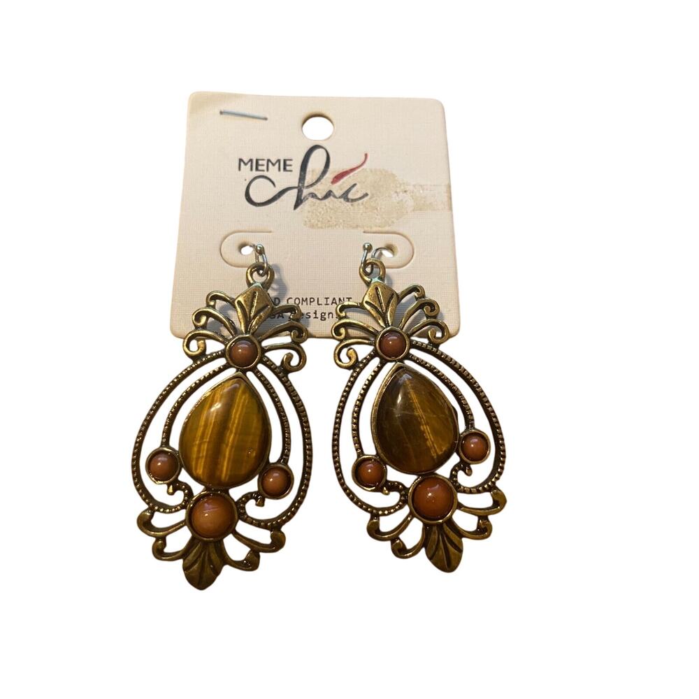 FAUX TIGERS EYE EARRINGS BY CHIC